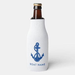 Modern Boat Anchor and Name Custom Bottle Cooler