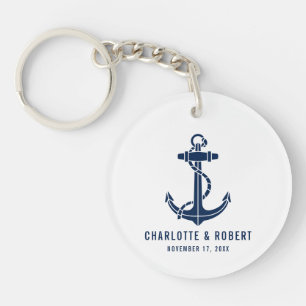 Modern Boat Anchor Beach Wedding Favor Key Ring