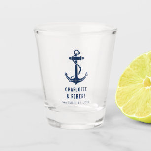 Modern Boat Anchor Beach Wedding Favour Shot Glass