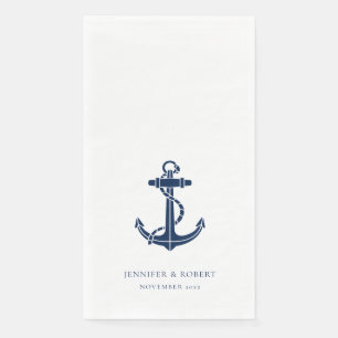 Modern Boat Anchor Beach Wedding Party Napkin