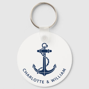 Modern Boat Anchor Beach Wedding Swag Key Ring
