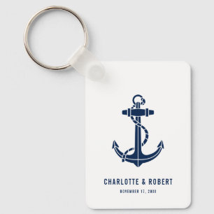 Modern Boat Anchor Beach Wedding Swag Key Ring