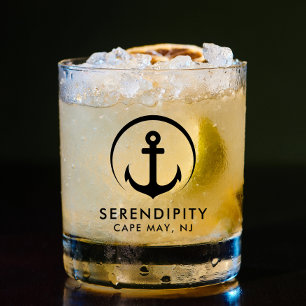 Modern Boat Anchor Logo Whiskey Glass