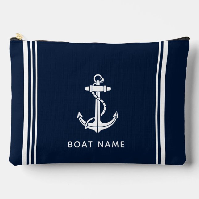 Modern Boat Anchor Nautical Custom Accessory Pouch (Front)