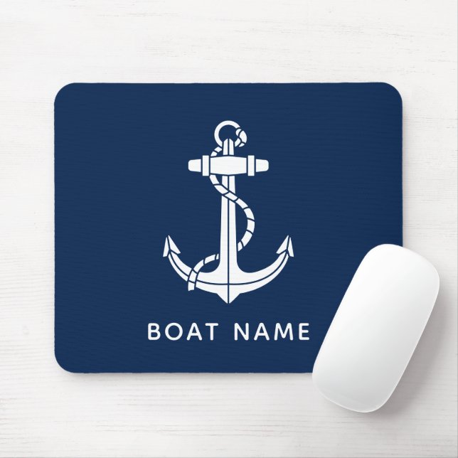 Modern Boat Name Anchor Sailing Crew Custom Mouse Pad (With Mouse)