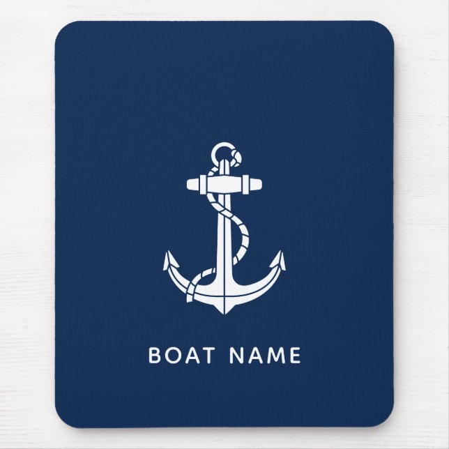 Modern Boat Name Anchor Sailing Crew Custom Mouse Pad (Front)