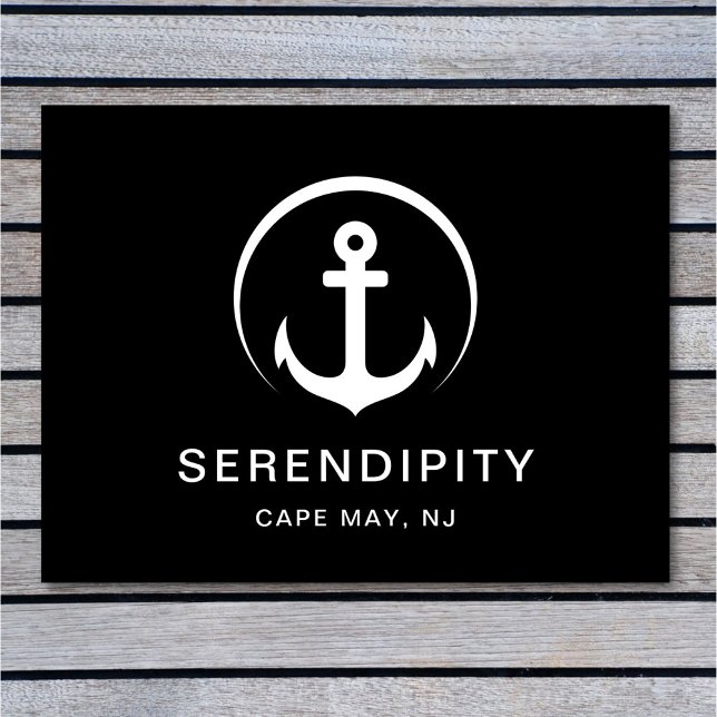 Modern Boat Nautical Anchor Black Custom Doormat (Creator Uploaded)