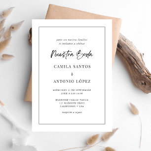 Modern Boda Minimalist Spanish Wedding Invitation