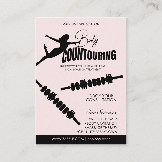 Modern Body Contouring Body Sculpting Massage Pink Business Card (Front)