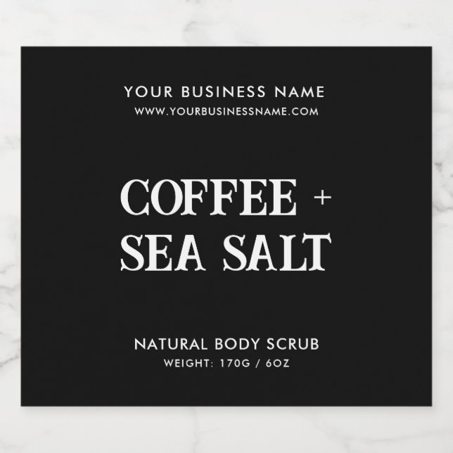 Modern body scrub elegant black product label (Single Label)