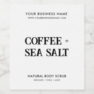 Modern body scrub elegant white product label