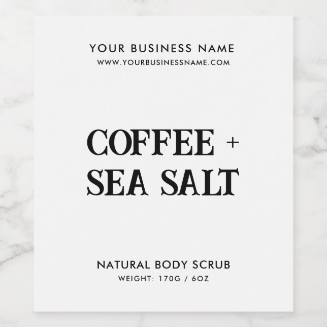 Modern body scrub elegant white product label (Single Label)