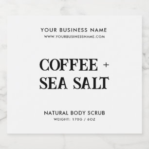 Modern body scrub elegant white product label