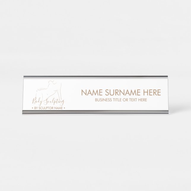 Modern Body sculpt contour SUN tanning Desk Name Plate (Front)
