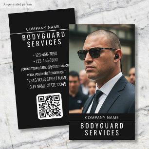 Modern Bodyguard Services Minimalist Photo QR Code Business Card