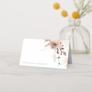 Modern Bohemian Beige Floral Wedding Place Card