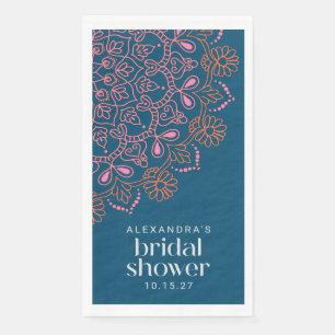 Modern Bohemian Blue Mandala Bridal Shower Custom Napkin