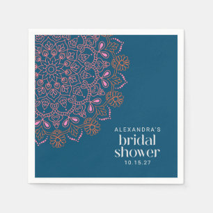 Modern Bohemian Blue Mandala Bridal Shower Custom  Napkin
