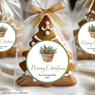 Modern Bohemian Botanical Christmas Round Labels
