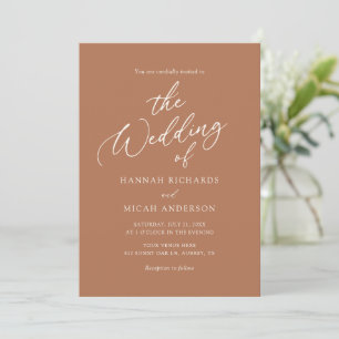 Modern Bohemian Burnt Orange Wedding Invitation