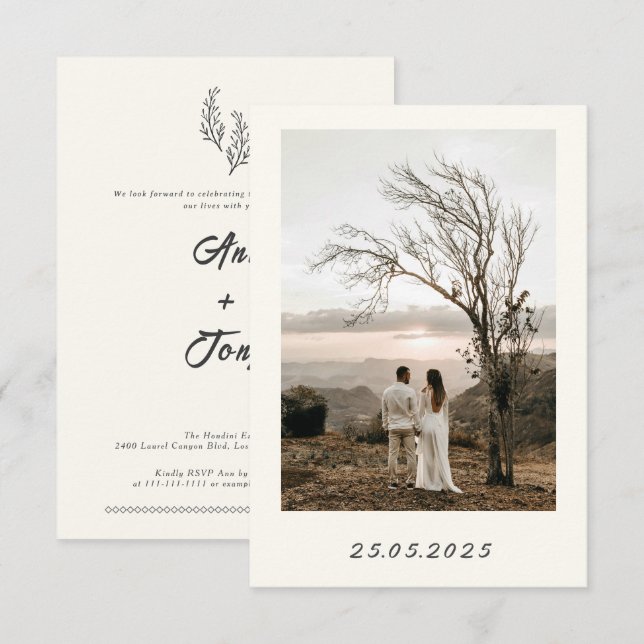 Modern Bohemian Desert Romance| Wedding Invitation (Front/Back)