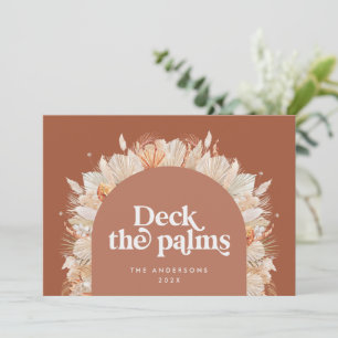 Modern, bohemian dried botanical palm Christmas Ho Holiday Card