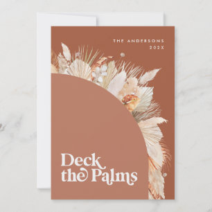 Modern, bohemian dried botanical palm Christmas Holiday Card