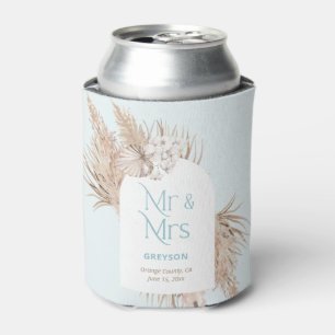 Modern Bohemian Dried Palm Leaves Wedding Favour Can Cooler