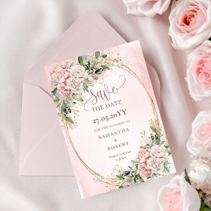 Modern Bohemian Dusty Pink Eucalyptus Save The Dat Date