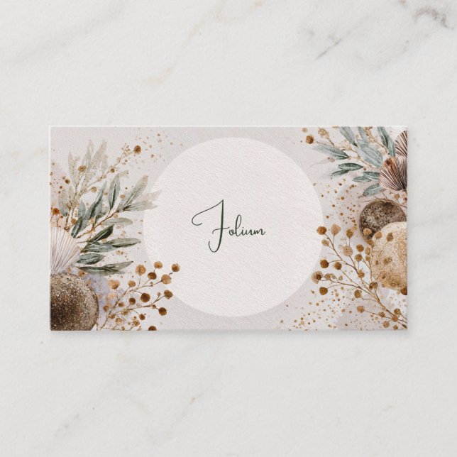 Modern Bohemian Earthy Dried Botanical Business Card (Front)