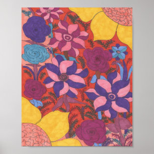 Modern Bohemian Floral Art Poster Print