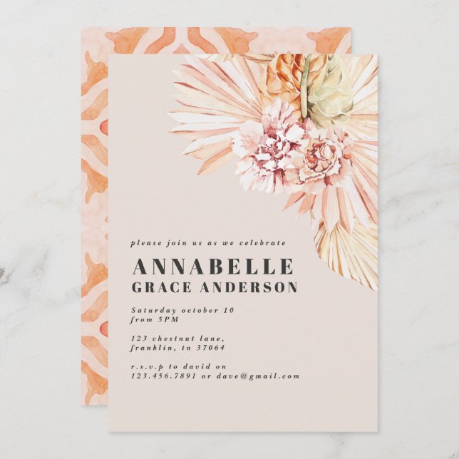 Modern bohemian floral birthday (Front/Back)
