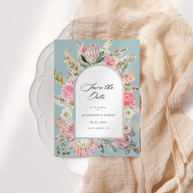 Modern Bohemian Floral Save The Date Card (Creator Uploaded)
