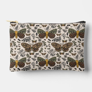 Modern Bohemian Moth Wildflowers Abstract Pattern Accessory Pouch