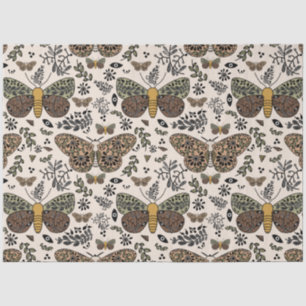 Modern Bohemian Moth Wildflowers Abstract Pattern Tissue Paper