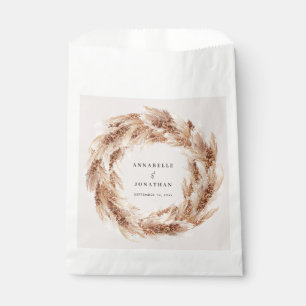 Modern bohemian natural pampas grass wedding favour bag