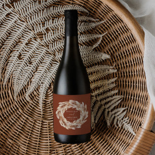 Modern bohemian pampas grass botanical elegant win wine label