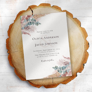 Modern Bohemian Pampas Grass Natural Wedding Invitation