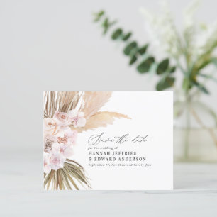 Modern bohemian pampas grass orchid wedding announ announcement postcard