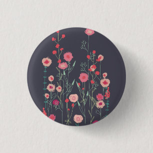 Modern Bohemian Plymouth Wildflower Painting 3 Cm Round Badge