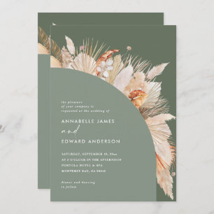 Modern bohemian Sage Green pampas grass wedding