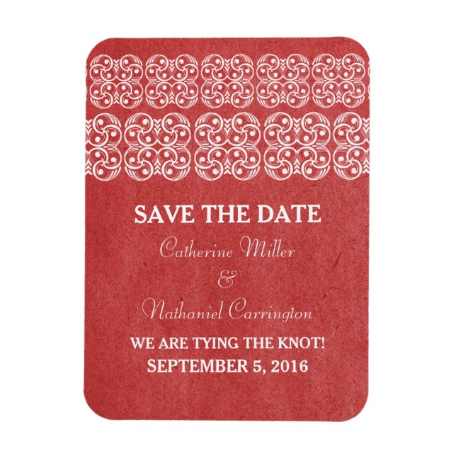 Modern Bohemian Save the Date Magnet, Red Magnet (Vertical)