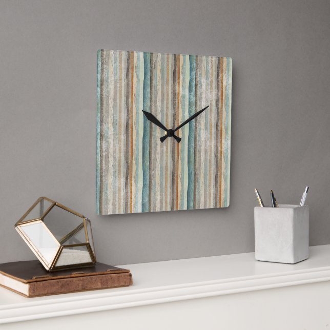 Modern bohemian striped Square or Round Wall Clock (Office)