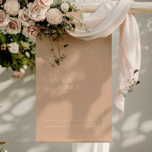 Modern Bohemian Tan Arch Wedding Welcome Poster