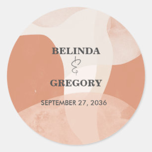 Modern Bohemian Terracotta Abstract Wedding  Classic Round Sticker