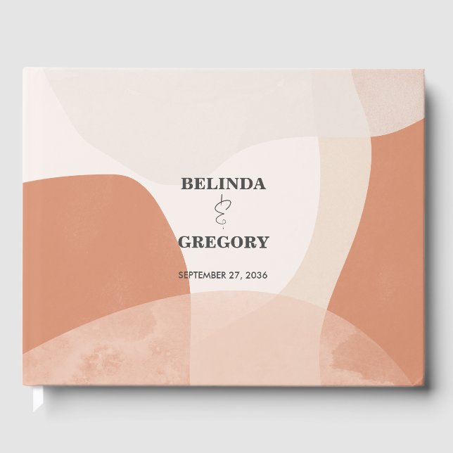 Modern Bohemian Terracotta Abstract Wedding  Guest Book (Front)