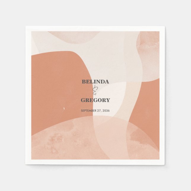 Modern Bohemian Terracotta Abstract Wedding Napkin (Front)