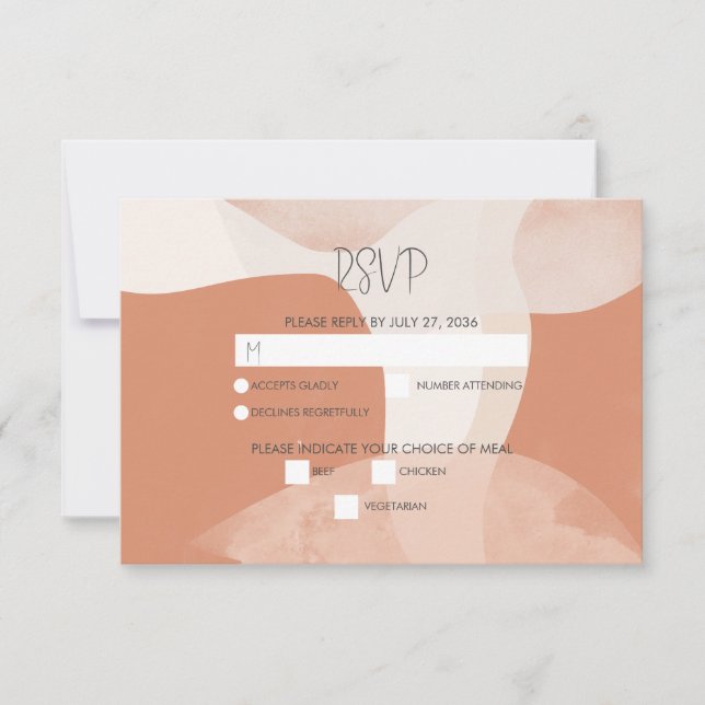 Modern Bohemian Terracotta Abstract Wedding   RSVP Card (Front)