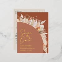 Modern bohemian terracotta pampas grass foil