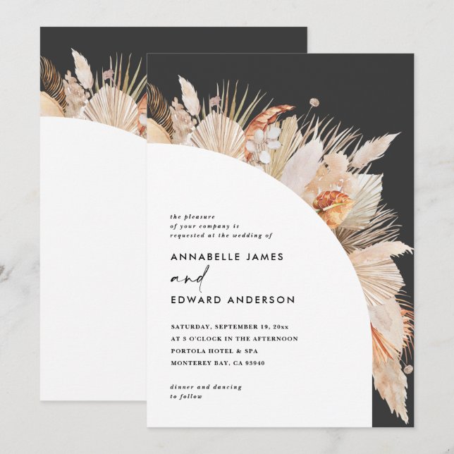Modern bohemian terracotta pampas grass wedding (Front/Back)